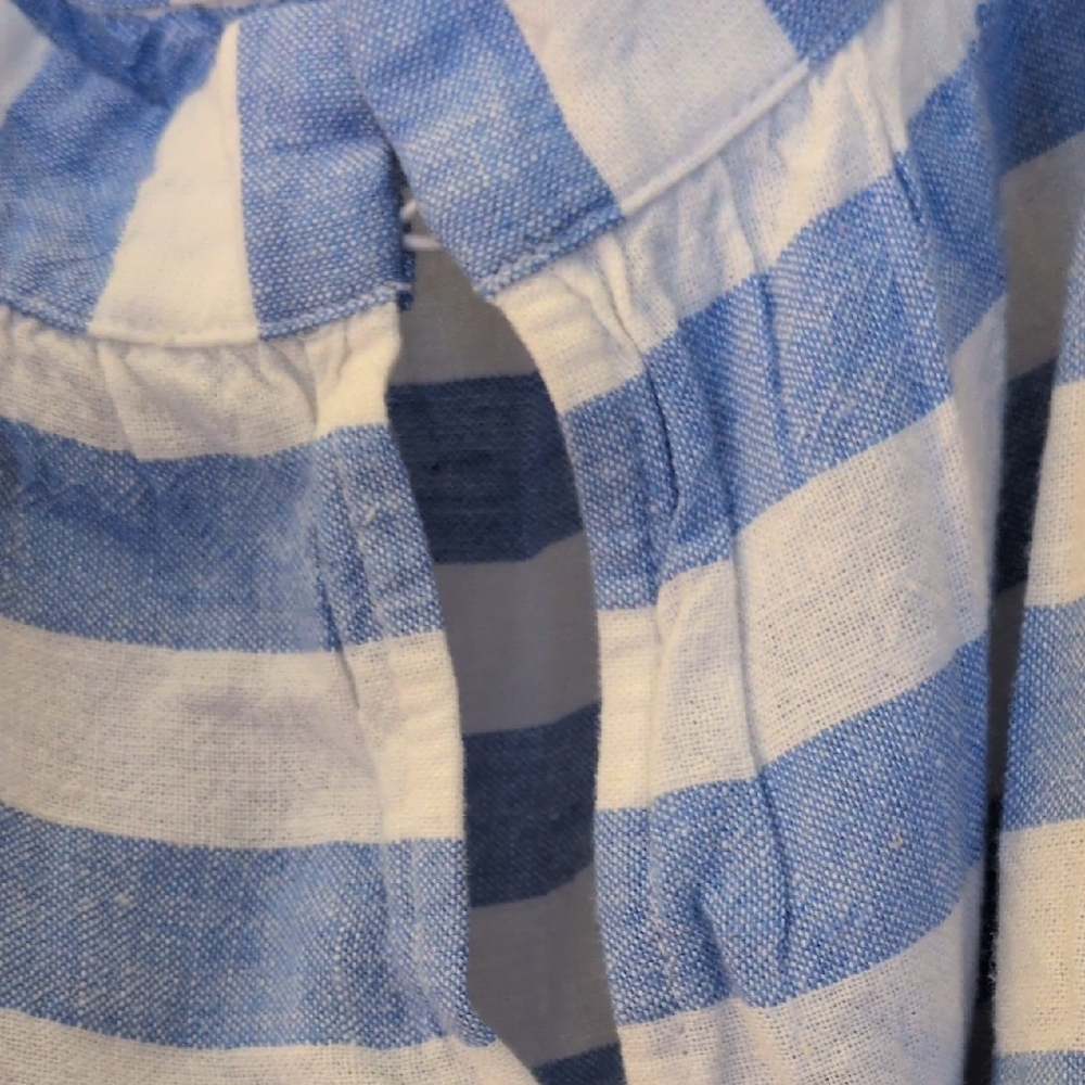 LOFT Blue and White Striped Summer Flowy Tank ( Linen And Viscose) - Picture 6 of 12